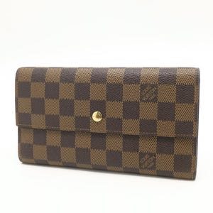 Cartera plegable larga Louis Vuitton International Damier Ebene Auténtica, excelente estado, vintage
