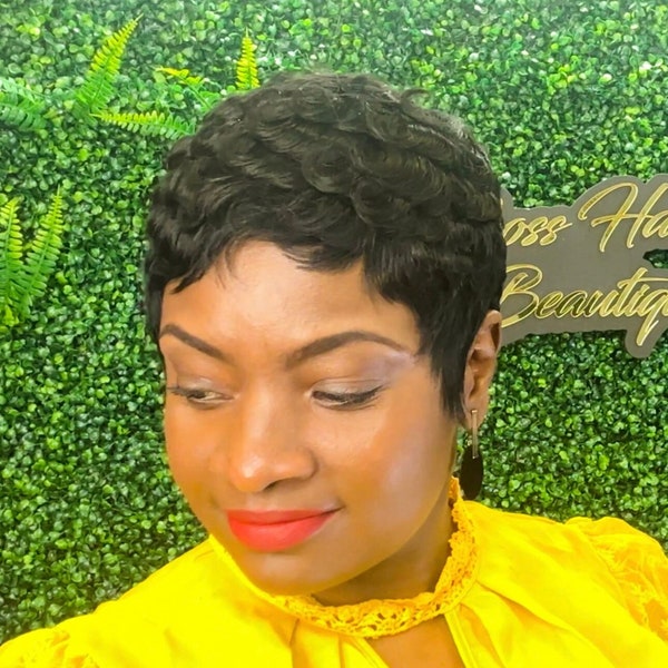 Get the perfect short pixie cut in seconds with our removable pincurl wig - just put on and go!