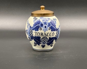 Authentique pot à tabac bleu de Delft - 18 CM / 7,1 pouces - Excellent état !
