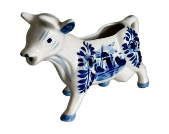 Pot à lait bleu de Delft en forme de vache hollandaise - 15 cm (5,91 pouces) - Parfait état vintage - Delft - Peint à la main