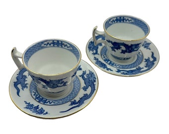 Magnifique ensemble de 2 tasses et soucoupes de style chinois de Booth Silicon d'Angleterre !