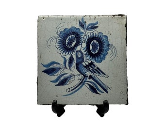 Rare carreau bleu de Delft du 17ème siècle - Un trésor intemporel !