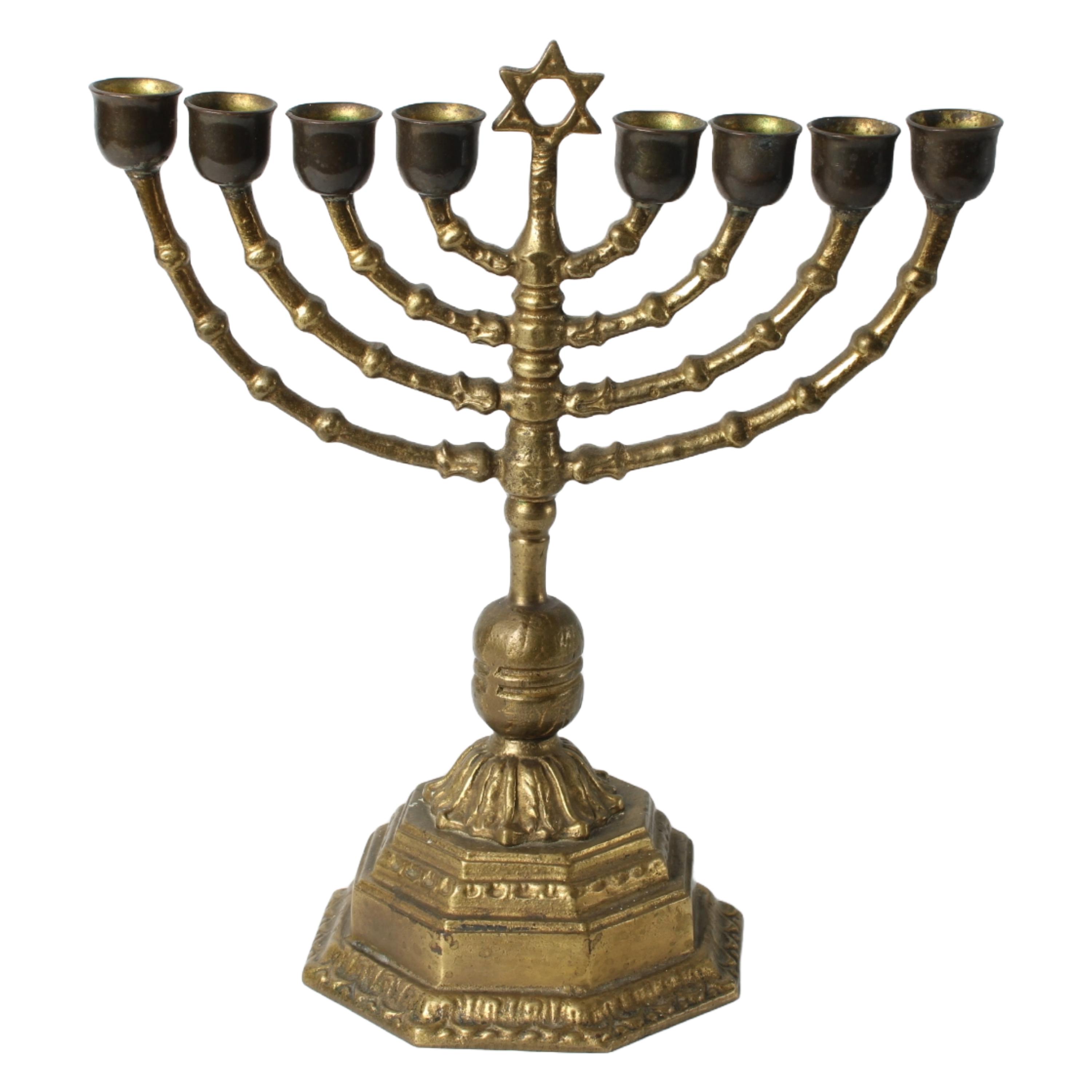 【アンティーク風インテリア】真鍮製 メノラー（イスラエル ユダヤ教の祭具） アンティーク真鍮メノラー - 7本腕のユダヤ人の燭台、19世紀後半/20