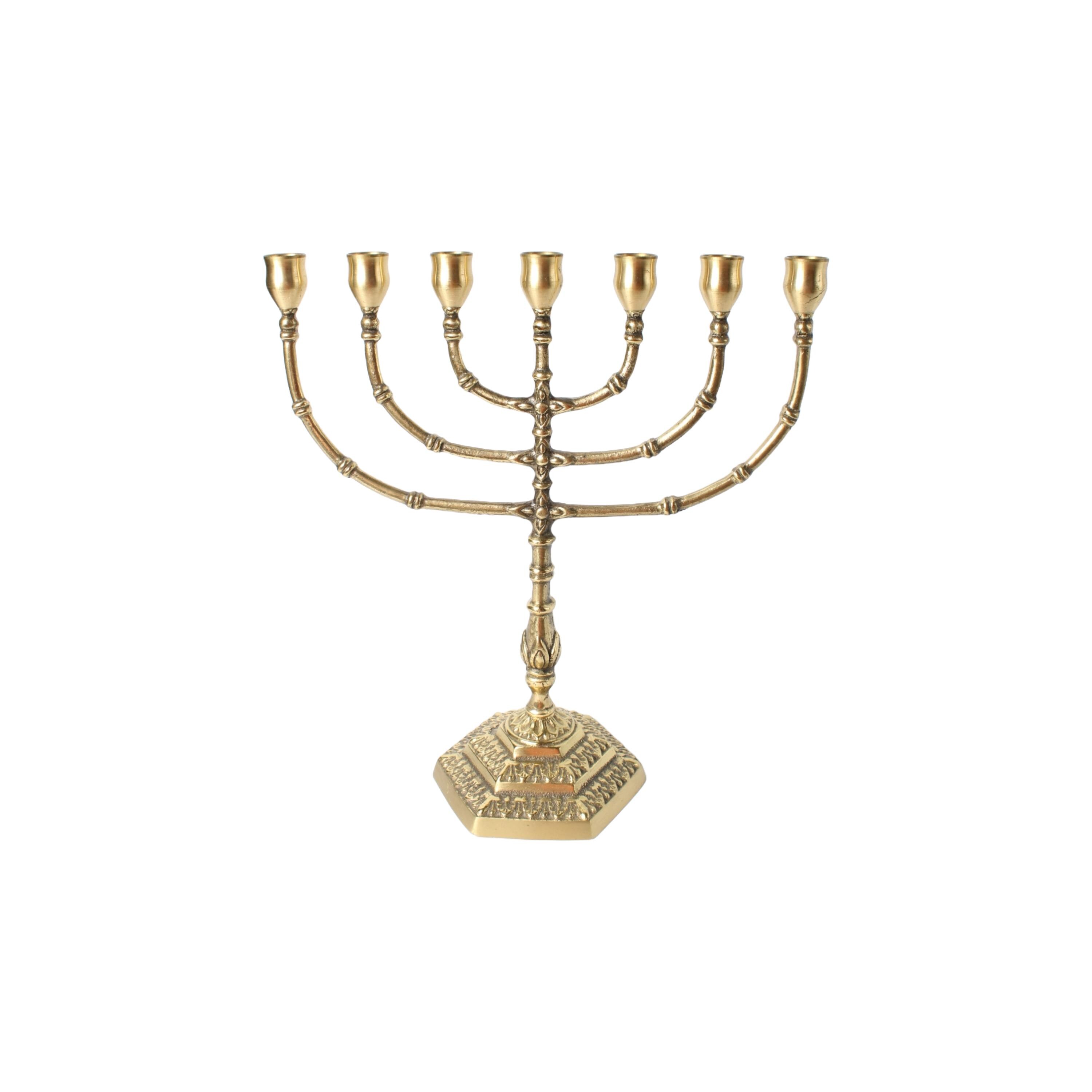 アンティーク真鍮メノーラー |ユダヤ教の七本腕の燭台 |ユダヤ教の宗教