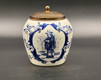 Authentique pot à tabac bleu de Delft - 18 CM / 7,1 pouces - Excellent état !