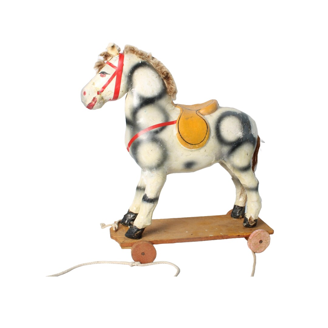 Enfant, cheval à roulettes, France, plaque verre photo