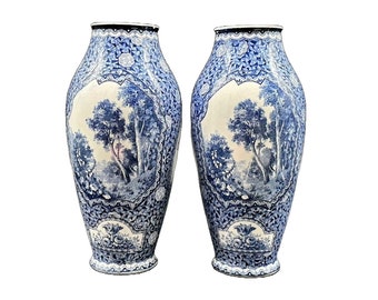 Beautiful Pre-War Delft Blue Style Vases - Vintage Beauty!