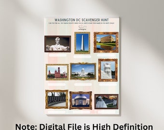 Washington DC Scavenger Hunt for Kids Printable PDF