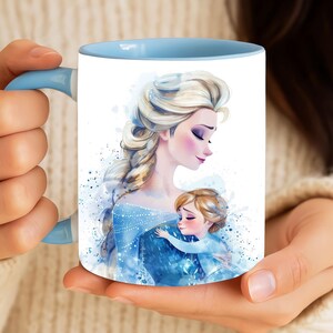 Elsa Princess koffiemok voor mama's verjaardag 11 oz keramiek Frozen, Moederdagcadeau, moedercadeau van dochter - ART83 afbeelding 1