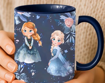 Kleine Anna en Elsa prinses koffiemokken voor verjaardag 11 oz keramiek, kinderen Frozen geschenkbeker, cadeau zusters, Disney-liefhebber - ART31