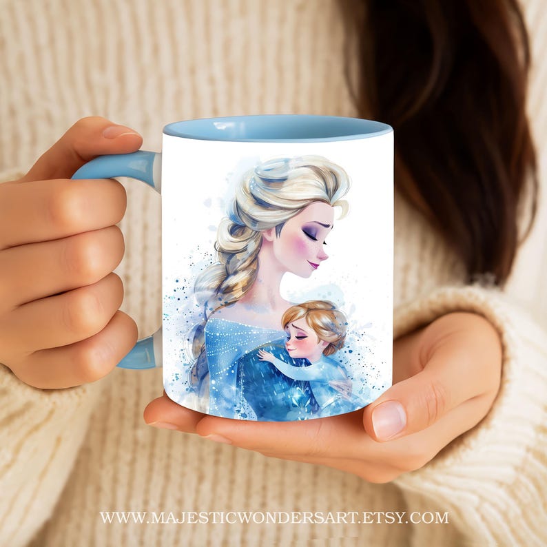 Elsa Princess koffiemok voor mama's verjaardag 11 oz keramiek Frozen, Moederdagcadeau, moedercadeau van dochter - ART83 afbeelding 1