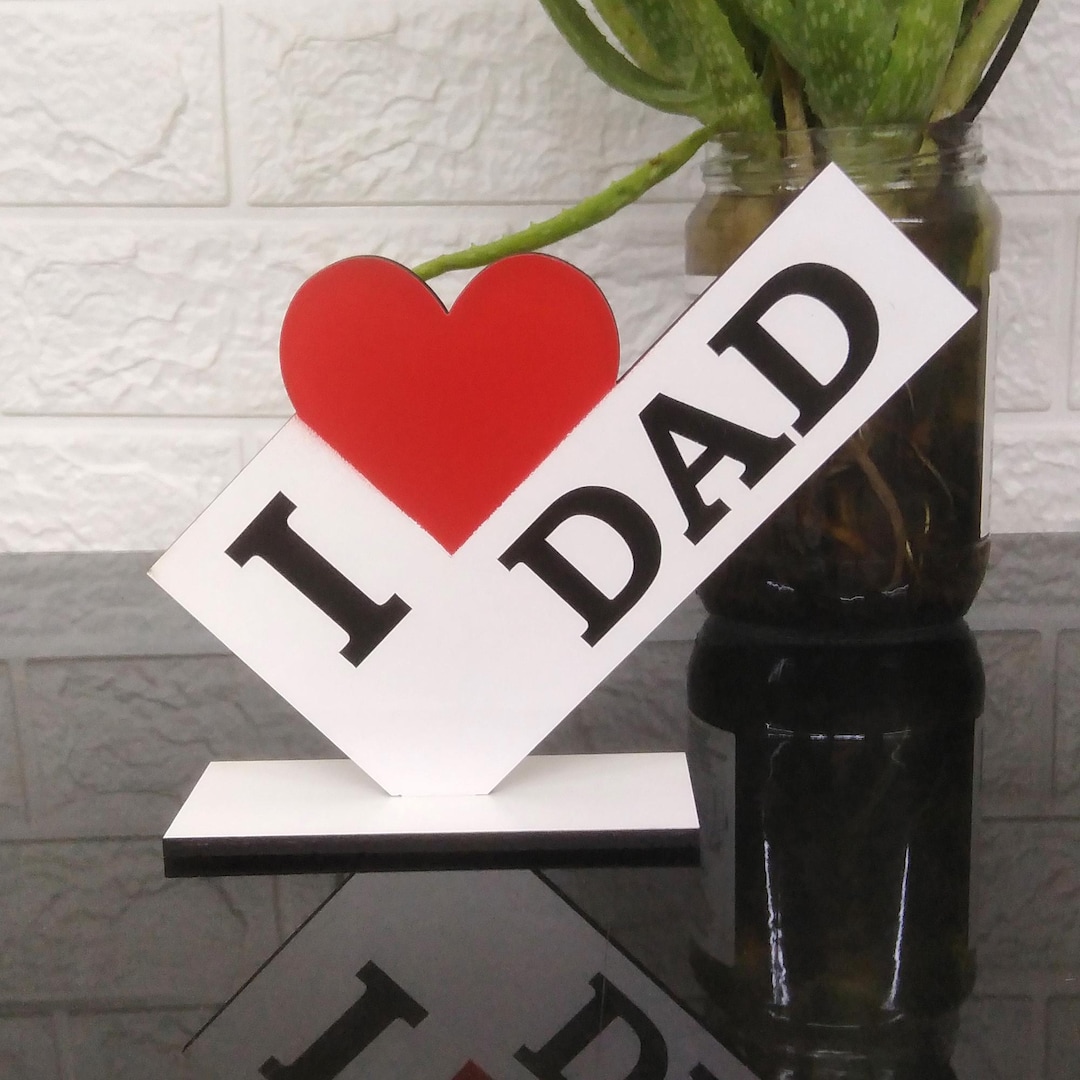 I Love Dad Wood Table Decoration, Handmade Father's Day Gift - Etsy