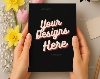 Hardcover Journal Mockup, Printify Ruled Line Journal Matte, Lifestyle,Full wraparound print Journal Mock up, Drag and Drop PSD Smart Object