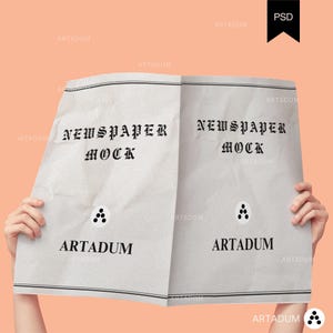 Newspaper Mockup, PSD Template, Neutral Two Page Newspaper, Blank Newspaper , Tabloid & A4, Mother's day, Birthday, Wedding,Grad invitation