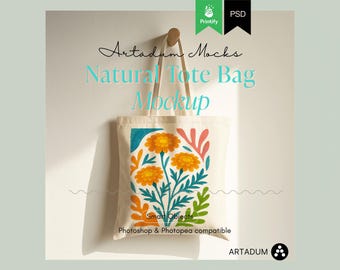 Natural Tote bag Mockup, Printify cotton tote bag Template for Photoshop,  Lifestyle Tote Bag Mock- True size, PSD files, Number 1
