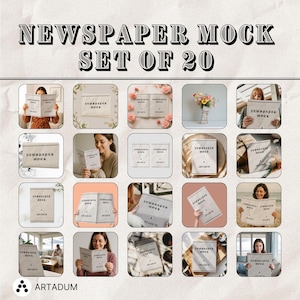 Newspaper Mockup Bundle, PSD Template, Set of 20 Newspaper, Blank Newspaper , Tabloid & A4, Mother's day, Birthday, Wedding,Grad invitation