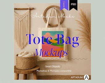 Natural Canvas Totebag  Aesthetic Mockup, Print on demand bag, Template for Photoshop,  Lifestyle Tote Bag Mock- True size, PSD Smart Object
