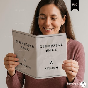 Newspaper Mockup, PSD Template, Neutral Two Page Newspaper, Blank Newspaper , Tabloid & A4, Mother's day, Birthday, Wedding,Grad invitation