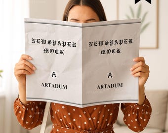 Newspaper Mockup, PSD Template, Neutral Two Page Newspaper, Blank Newspaper , Tabloid & A4, Mother's day, Birthday, Wedding,Grad invitation