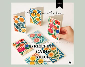 Greeting Card Mockup, 5x7 Notecard, Multiple cards, Changeable Background, High quality realistic, Smart Object, True size, PSD file