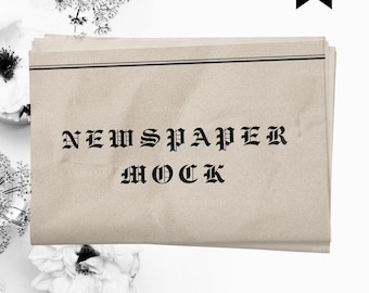 Newspaper Mockup, PSD Template, Folded front Page Newspaper, Blank Newspaper , Tabloid & A4, Mother's day, Birthday, Wedding,Grad invitation