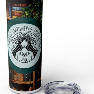 Educated Empowered Indigenous Skinny Tumbler with Straw, 20oz