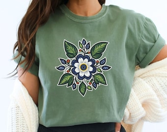 Indigenous Owned Floral shirt Comfort Colors Fun Modern tshirt Designs.