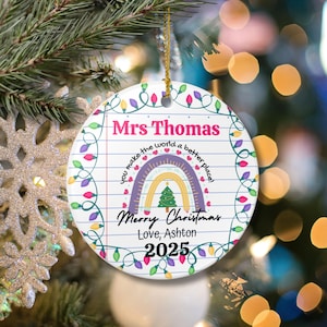 Custom Teacher Christmas Ornament, Teacher Ornaments, Teacher Christmas Gift for Teacher Holiday Gift, Teacher Personalized Gift Keepsake