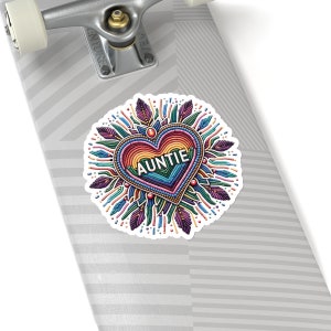 Auntie Rainbow Pride Native Bead Style Artwork Stickers Indigenous Owned Gifts