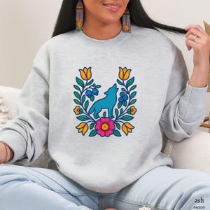Native owned Wolf Native Floral Shirt. Indigenous Tees Gift Shop