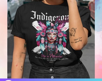 Indigenous Baddie. Short Sleeve Tee Native t shirts Indigenous gift shop. Gifts for native women