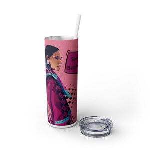 Sorry No beading Indigenous Skinny Tumblers with Straw, 20oz