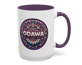Taza de café con diseño nativo de Odawa. Tienda de regalos de propiedad indígena.