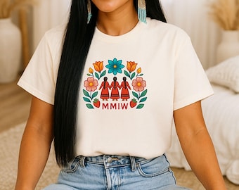 Native Owned, MMIW Red Dress Native Floral Indigenous T-Shirt native Designed Tees Indigenous Gift Shop