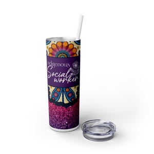 Indigenous Social Worker Skinny Tumblers with Straw, 20oz