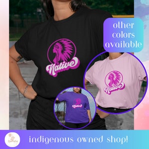 Pink Native Design Unisex Jersey Short Sleeve Tee Native tshirts Indigenous gift shop