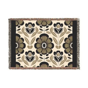 Native Floral Woven Blanket, Floral Throw Blanket, Indigenous owned native women gifts.