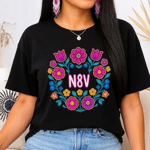 Native Owned Native florals T-shirt. Indigenous Art Gift Shop