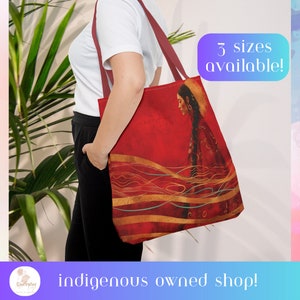 Red Woman Indigenous MMIW Tote Bag. Native Gifts for Women.