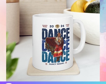 Dance Fancy Shawl Indigenous Powwow Ceramic Coffee Mug, 11oz, Indigenous Gifts for women