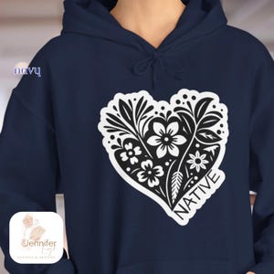 Native Floral Indigenous Artist Hooded Sweatshirt.