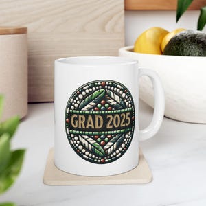 Indigenous Grad 2025 Ceramic Mug, 11oz Indigenous Owned Gifts, Coffee Cup, Indigenous Design Mug, Cultural Gift, Inspirational Mug,