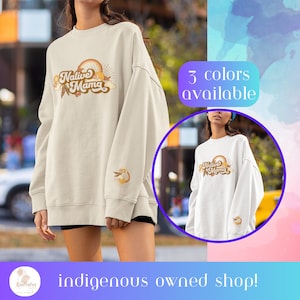 Native mama retro native Design Unisex Heavy Blend™ Crewneck Sweatshirt, Indigenous owned Gift Shop