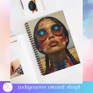 Native Designs, modern woman Design Spiral Notebook - Ruled Line, Indigenous owned Gifts