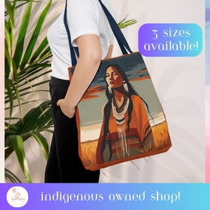 Indigenous autumn woman Design Tote bag, Indigenous owned gifts