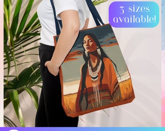 Indigenous autumn woman Design Tote bag, Indigenous owned gifts