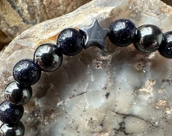 Hematite Blue Goldstone Bracelet