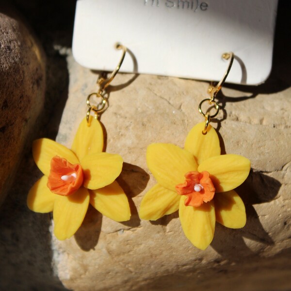 Yellow Daffodil Drop Earrings