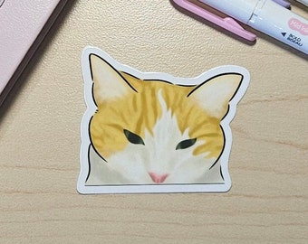Peeking die-cut vinyl sticker - waterproof - cat - cute - meme