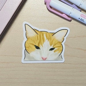 Peeking die-cut vinyl sticker - waterproof - cat - cute - meme